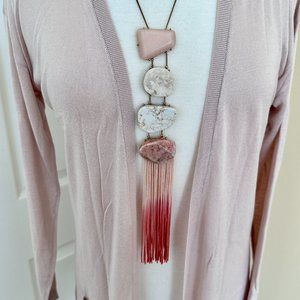 NWT Anthro Desert Pink Multi-Stone Fringe Necklace (Sweater Sold Separately)